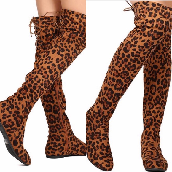 Shoes Over The Knee Leopard Boots Poshmark
